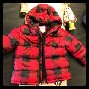 Size 4T Black/Red Plaid Winter Coat sz 4T